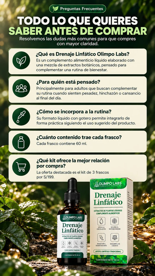 Drenaje Linfático Olimpo Labs - Preguntas frecuentes