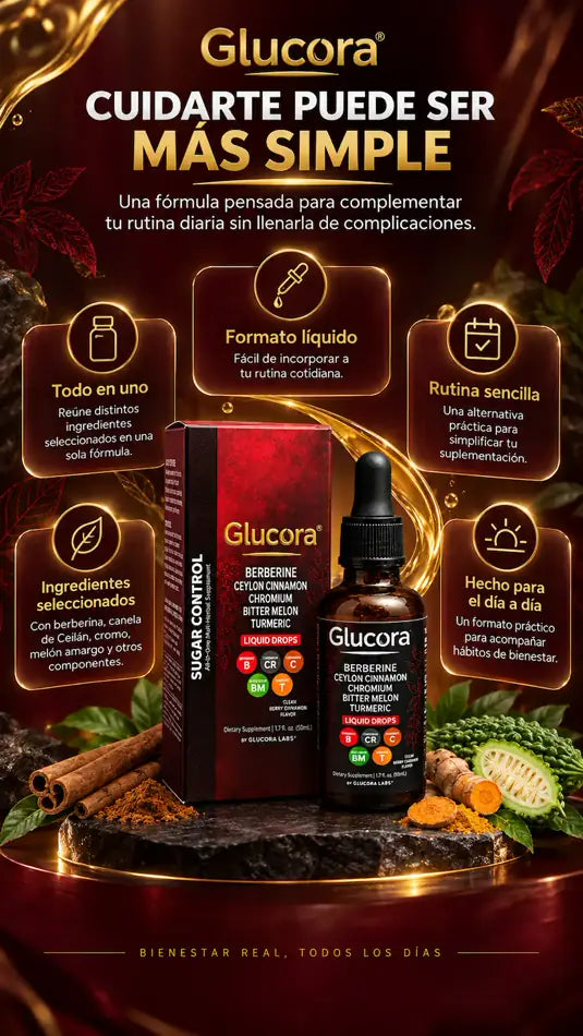 Beneficios principales y formato líquido de Glucora